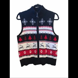Christoper & Banks Christmas Zip Vest Size Medium